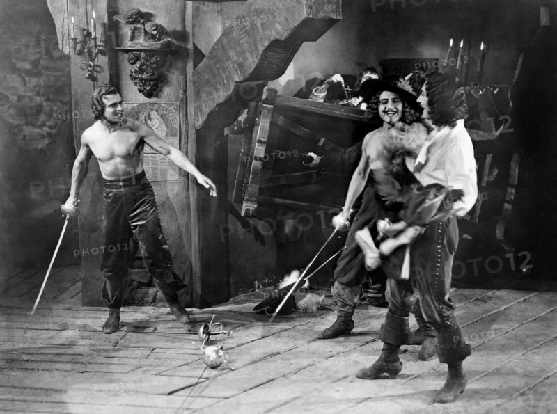 Douglas Fairbanks, Gino Corrado, Leon Bary, on-set of the Film "The Iron Mask", 1929
