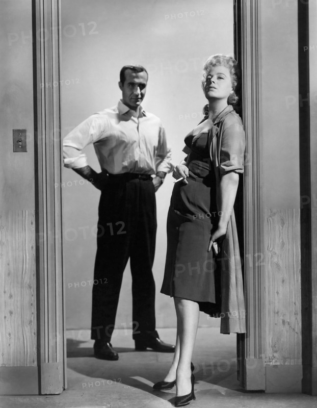Ricardo Montalban, Shelley Winters, on-set of the Film "Let No Man Write My Epitaph", 1960
