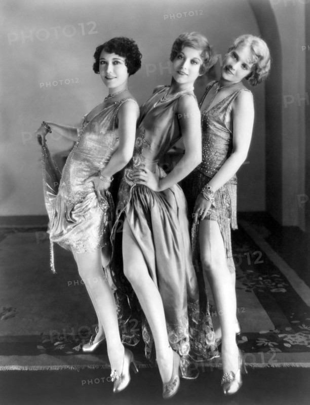 Dorothy Sebastian, Joan Crawford, Anita Page, on-set of the Silent Film "Our Dancing Daughters", 1928