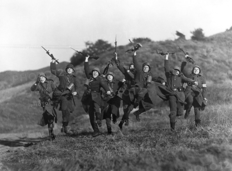 Charging Soldiers with Rifles, on-set of the Film "The Road Back", 1937