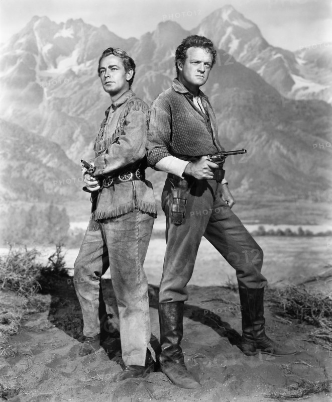 Alan Ladd, Van Heflin, on-set of the Film "Shane", 1953