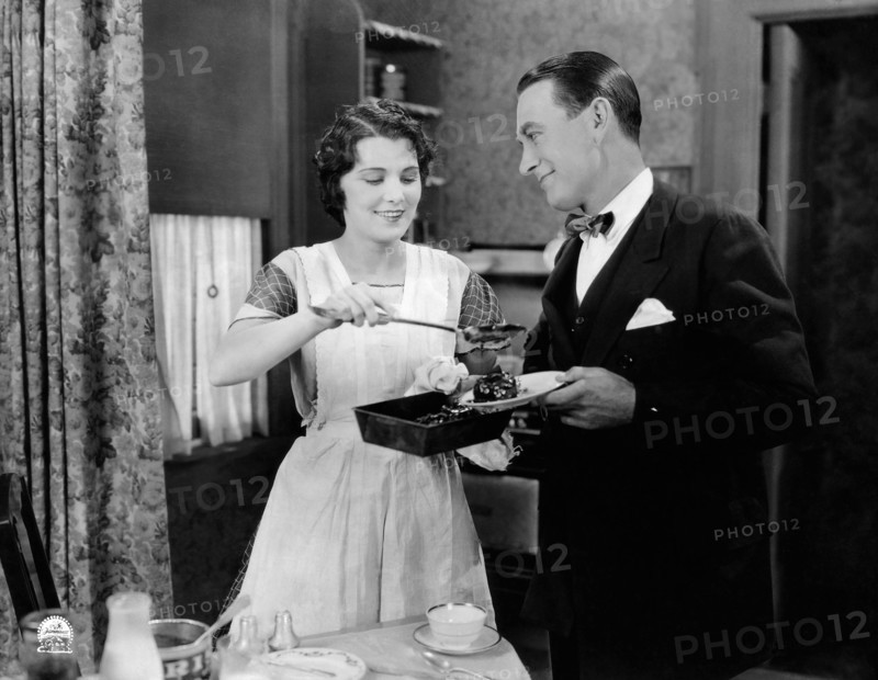 Leatrice Joy, Owen Moore, on-set of the Silent Film "The Silent Partner", 1923
