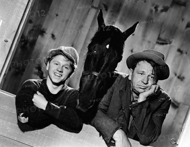 Mickey Rooney, Maiden Brave, Wallace Beery, on-set of the Film "Stable Mates", 1934
