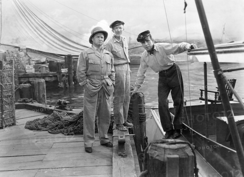 Walter Sande, Walter Brennan, Humphrey Bogart, on-set of the Film "To Have and Have Not" 1944