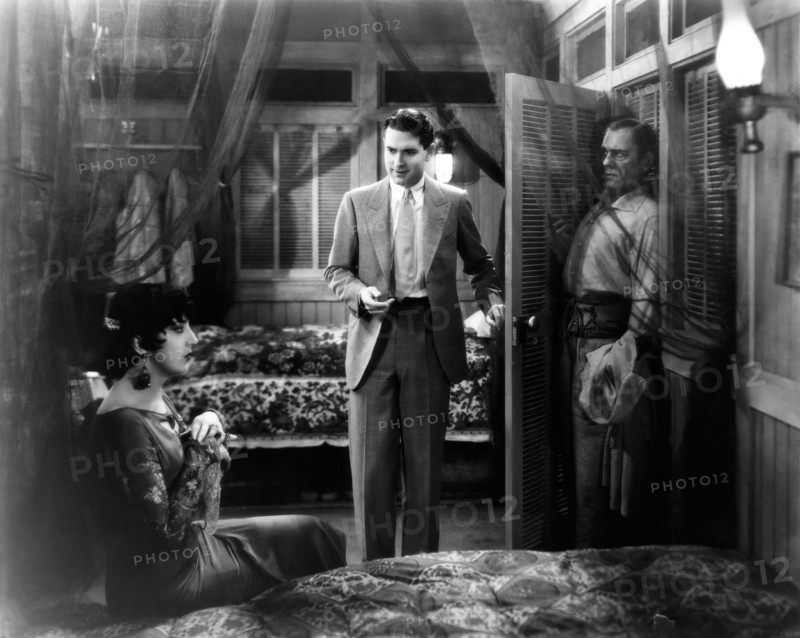 Estelle Taylor, Lloyd Hughes, Lon Chaney, on-set of the Silent Film "Where East is East", 1929
