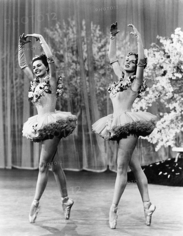 Cyd Charisse, Dee Turnell, on-set of the Film "Words and Music", 1948