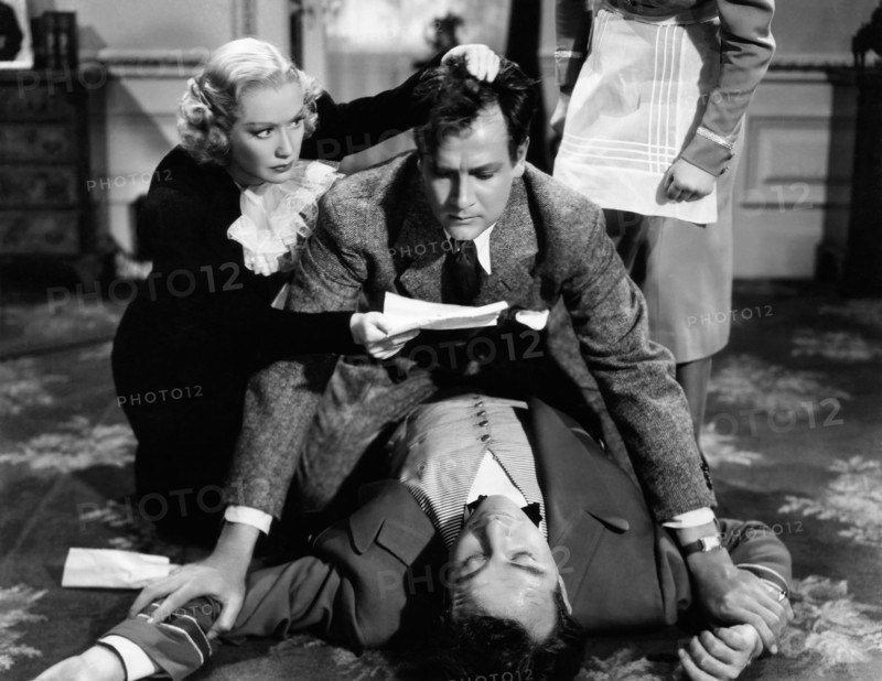 Miriam Hopkins, Joel McCrea, on-set of the Film "Woman Chases Man", 1937