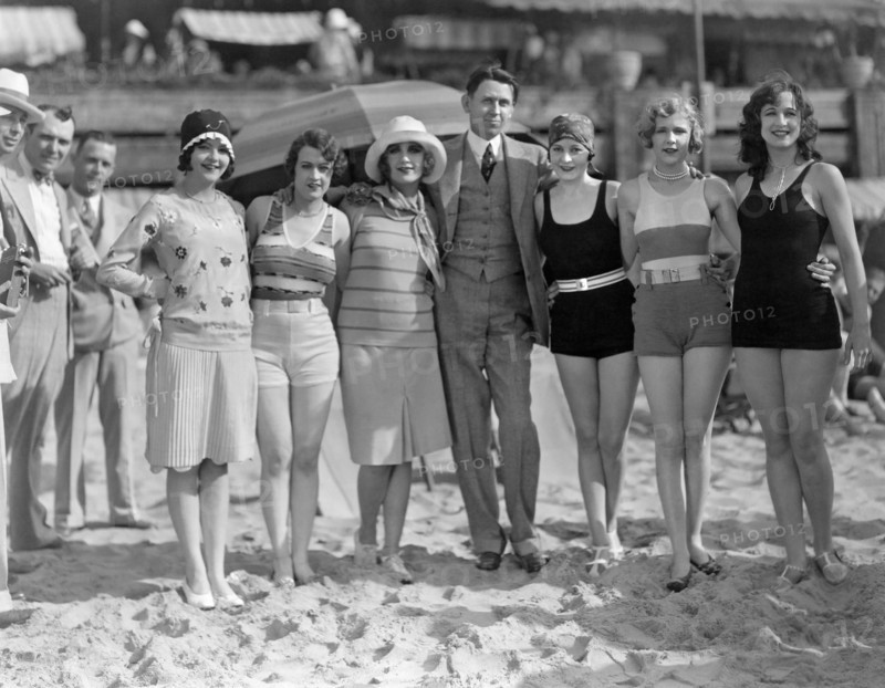 Carole Lombard, (third from left), Portrait on Beach, circa late 1920's
