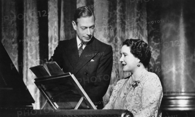 King George VI, H.M. Queen Elizabeth, Portrait at Piano, circa mid-1930's