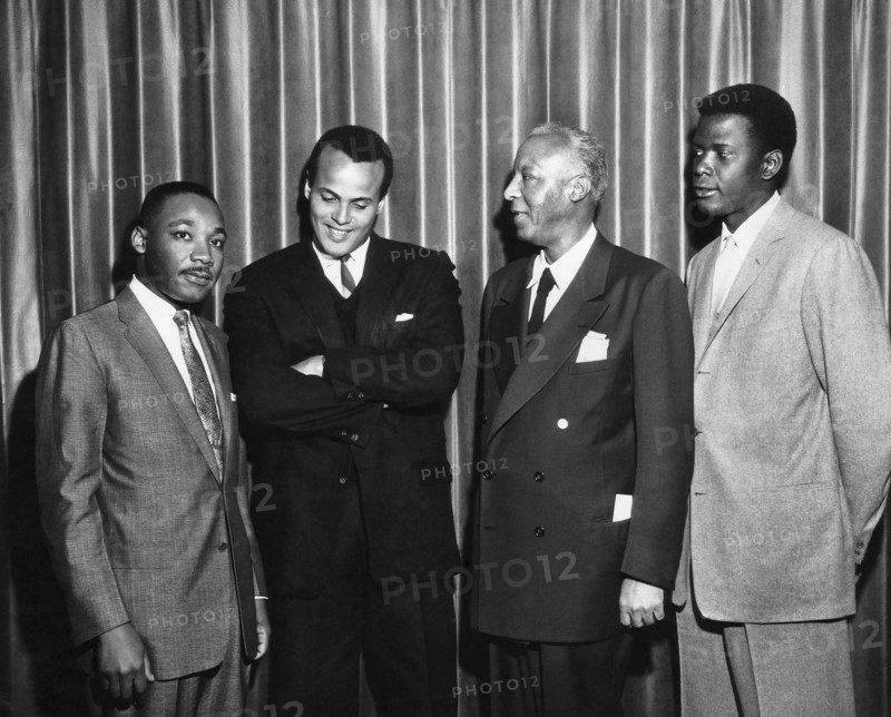 Martin Luther King, Jr., Harry Belafonte, Asa Philip Randolph, Sidney Poitier, Portrait, circa 1960