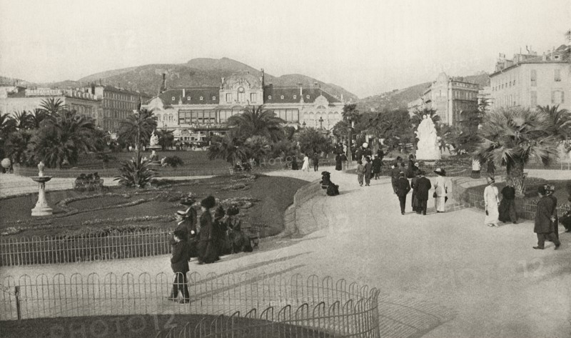 People Strolling through Park, Nice, France, circa 1913