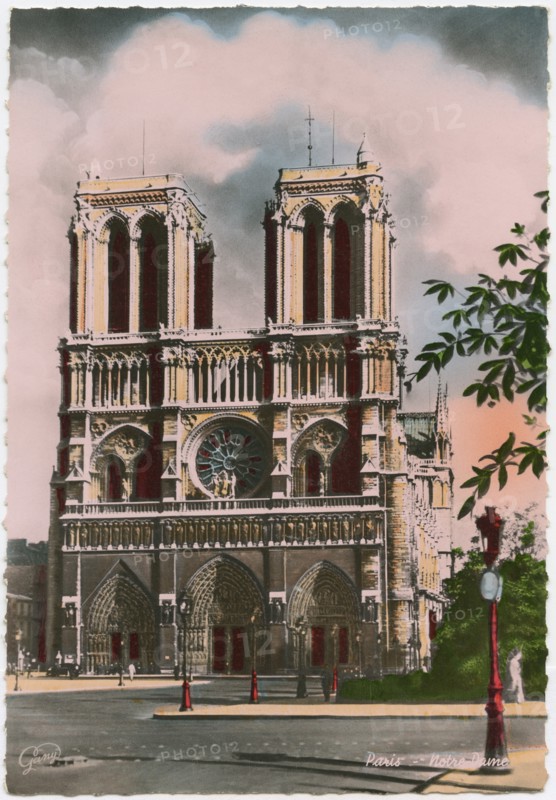 Notre Dame Church, Paris, France, Hand-Colored Postcard, circa 1930