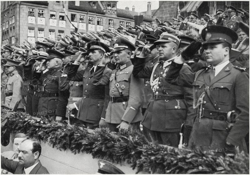 Foreign Military Attachés at Nazi Party Day, Nuremburg, Germany, 1933