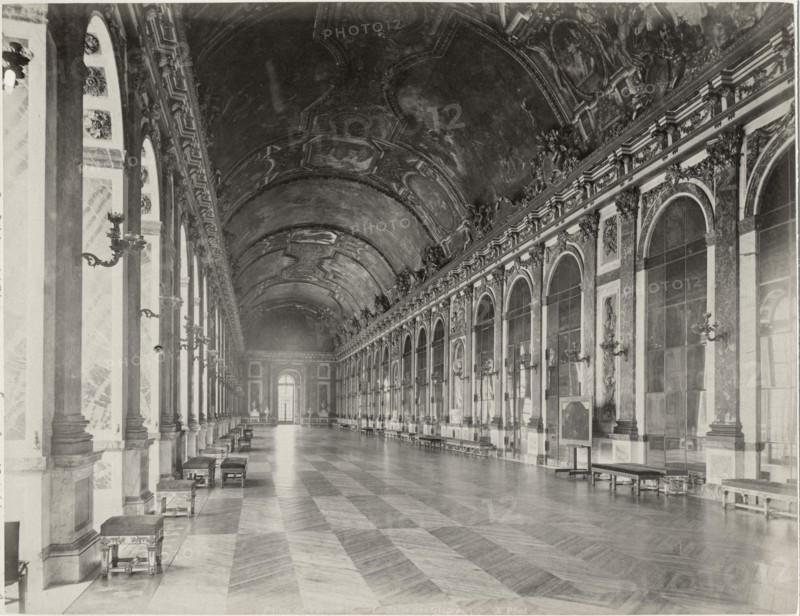 Galerie des Glaces (Hall of Mirrors), Palace of Versailles, France, Albumen Photograph, circa late 19th Century