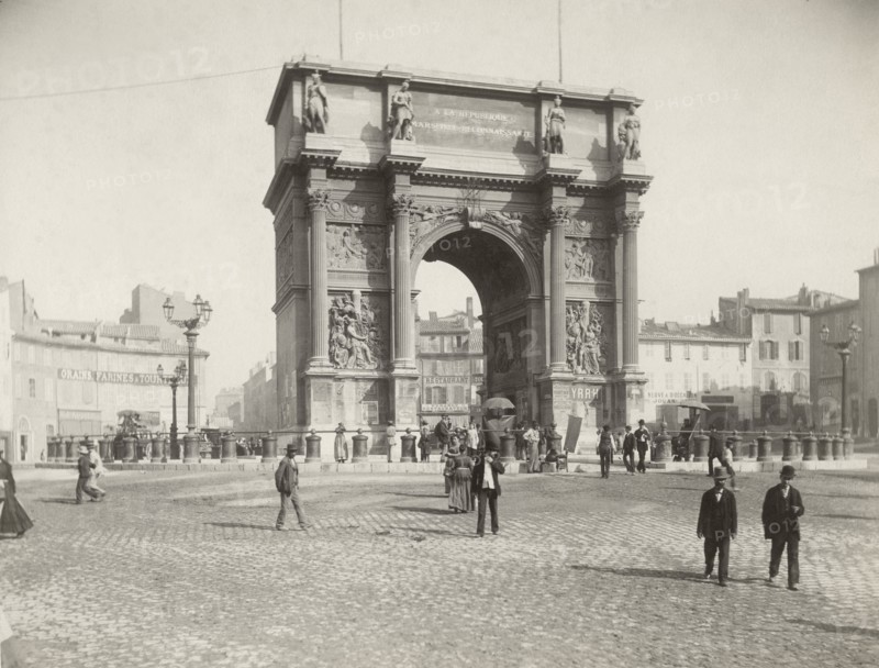 Arc de Triomphe, Marseilles, France, Albumen Photograph, circa 1895