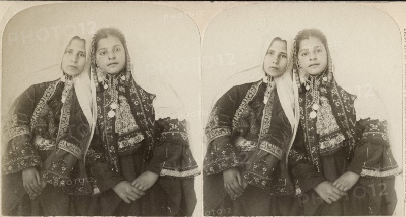 Young Girls of Bethlehem of Judea, Palestine, Stereo Card, circa 1890