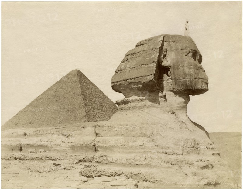 Sphinx, Great Pyramid, Cheops, Egypt, Albumen Print, circa 1880