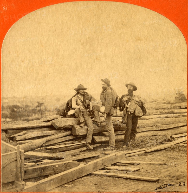 “Three ‘Johnnie Reb’ Prisoners.” Captured Confederate Soldiers, Gettysburg, Pennsylvania, USA, Single Image of Stereo Card, Circa 1863