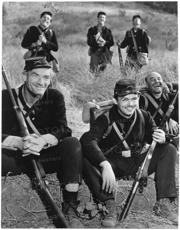Audie Murphy (center), on-set of the Film “The Red Badge of Courage”, Directed by John Huston, 1951