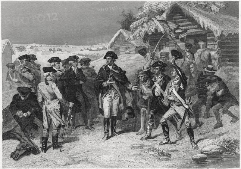 Washington and the Committee of Congress at Valley Forge, Winter 1777-78, from a Painting by W.H. Powell, Engraving Printed circa 1879 by Henry J. Johnson Publisher, NY