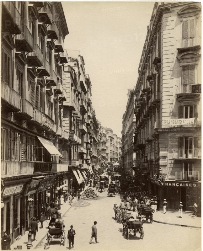 Street Scene, Via Roma (now Toledo) Naples, Italy, Albumen Print, circa 1880