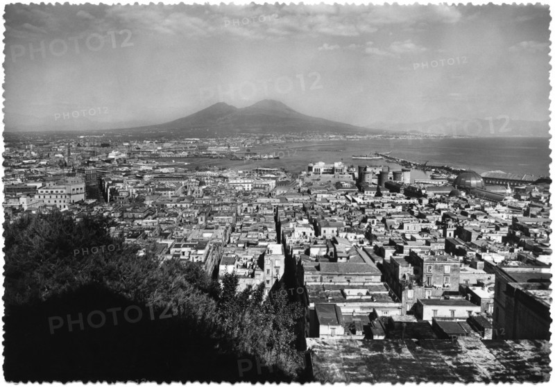Panoramic View of Naples with Mt. Vesuvius in Background, Italy, Postcard, 1944