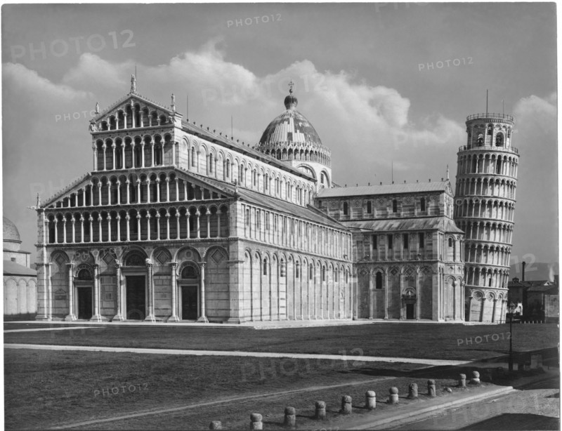 Cathedral and Tower, Pisa, Italy, Albumen Print, circa 1880