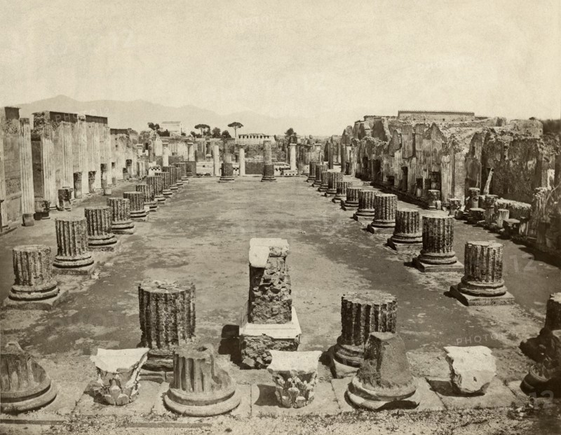 Ruins, Basilica, Pompeii, Italy, Albumen Print, circa 1880