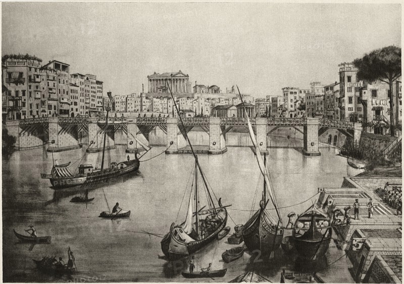 River Tiber, In the Time of Caesar, Rome, Italy, Illustration, circa 1918