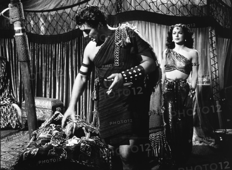 Victor Mature, Hedy Lamarr, on-set of the Film "Samson and Delilah", 1949