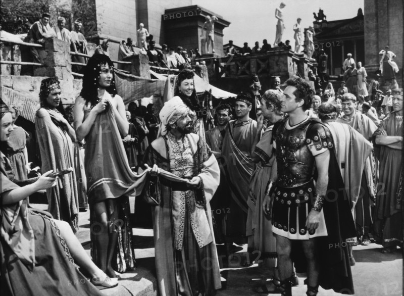 Richard Burton (left), on-set of the Film "The Robe", 1953