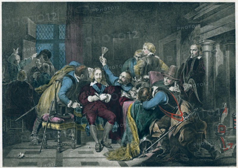Charles I Insulted by Cromwell's Soldiers, Photogravure after Paul Delaroche Painting, from "The Diary of John Evelyn", M. Walter Dunne, Publisher, 1901