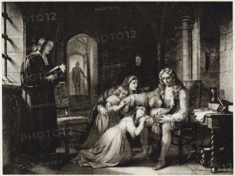 Lord William Russell Taking Leave Of His Children, 1683, Photogravure after a Painting by Bridges, from "The Diary of John Evelyn", M. Walter Dunne, Publisher, 1901