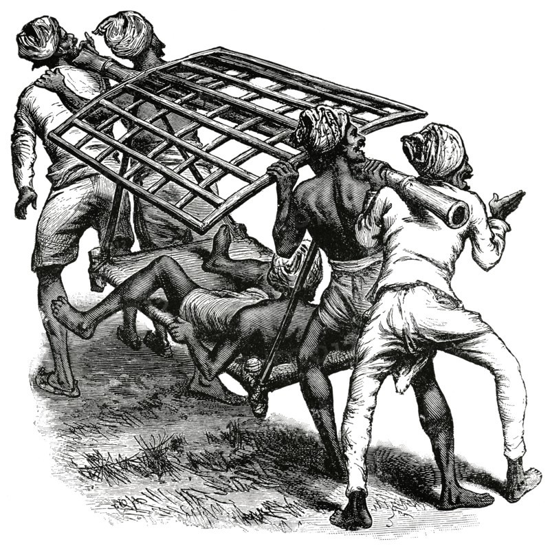 Dooly Race, Jelalabad, Afghanistan, "Classical Portfolio of Primitive Carriers", by Marshall M. Kirman, World Railway Publ. Co., Illustration, 1895