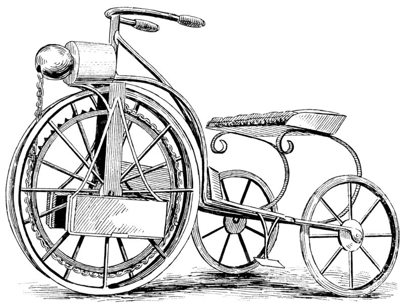 Electric Tricycle, C.H. Barrows, Illustration, circa 1895