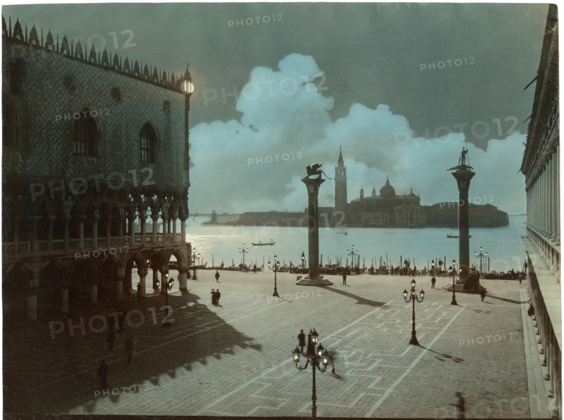 Piazzetta San Marco with San Giorgio Maggiore in the Background, Venice, Italy, Hand-tinted Photograph, circa 1880