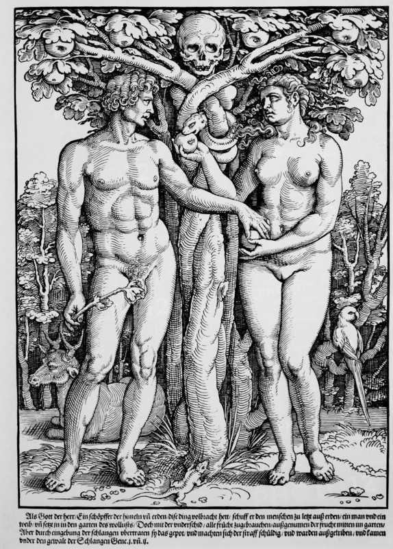 The Fall of Adam and Eve, Woodcut, Hans Sebald Beham, 1535