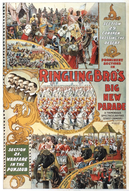 Ringling Brothers Big New Parade Spectacle, Circus Poster, circa 1899