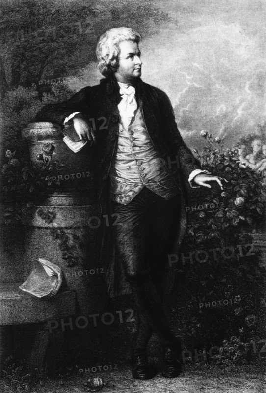 Wolfgang Amadeus Mozart, Gravure Print from Painting by F. Schrorer, 1895
