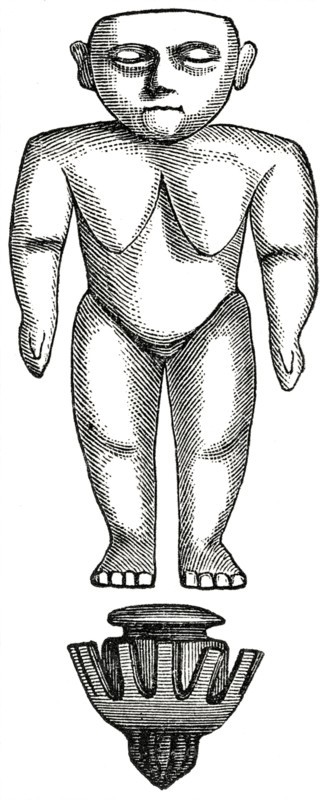 Primitive Idol Carved from Walrus Tooth, Hawaii, Illustration, 1885