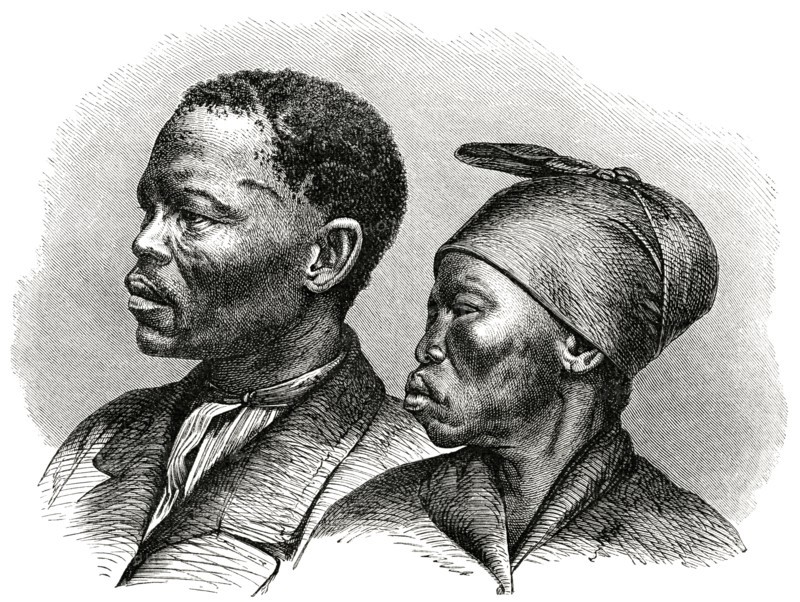 Khoikhoi Chieftain Jon Afrikaner and Wife, Africa, Illustration, 1885