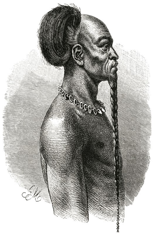 Portrait of Chieftain, Manjema, Africa, Illustration, 1885