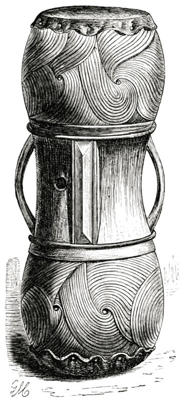 Ambuella Drum, Africa, Illustration, 1885