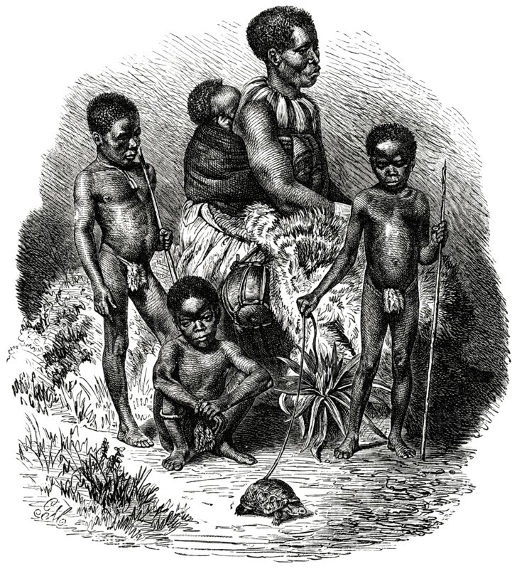 Zulu Family, Africa, Illustration, 1885