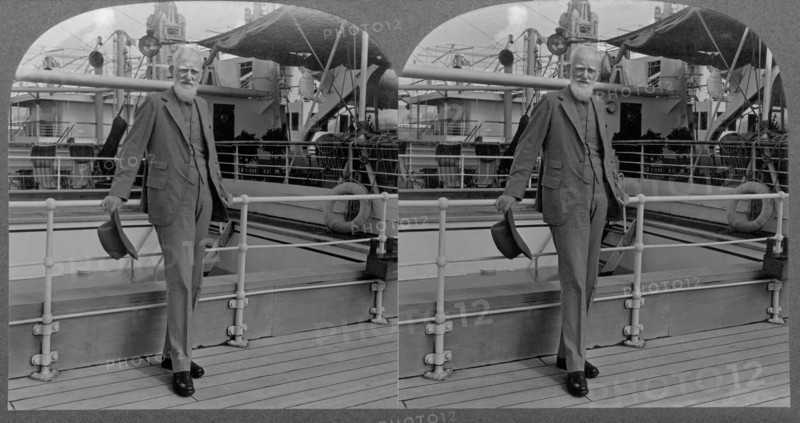 George Bernard Shaw, Author and Dramatist, on a Visit to the Hawaiian Islands, Stereo Card, Keystone-Mast Collection, early 1930's