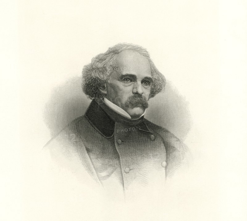 Nathaniel Hawthorne (1804-64), American Novelist, Portrait, Engraving, 1870's
