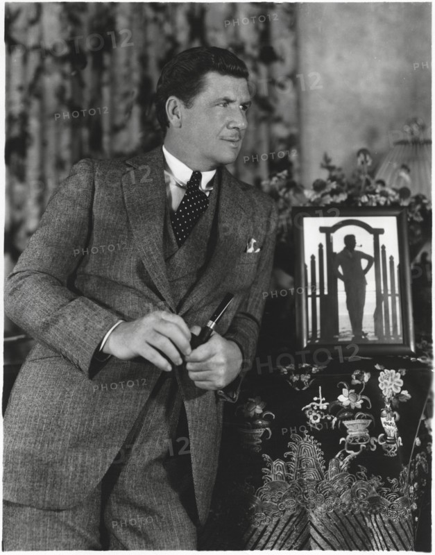 Actor George Bancroft, Publicity Portrait with Pipe, 1930's