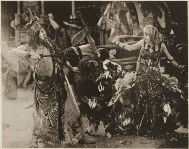 Alfred Paget, Seena Owen, on-set of Ancient Babylonian Story as part of the Silent Film, "Intolerance" by D.W. Griffith, 1916