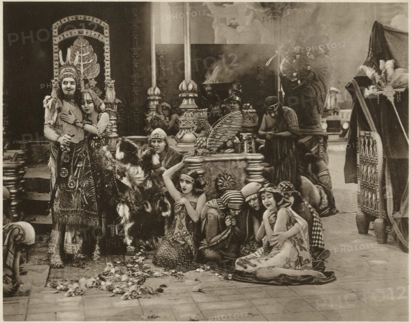 Alfred Paget, Seena Owen, on-set of Ancient Babylonian Story as part of the Silent Film, "Intolerance" by D.W. Griffith, 1916
