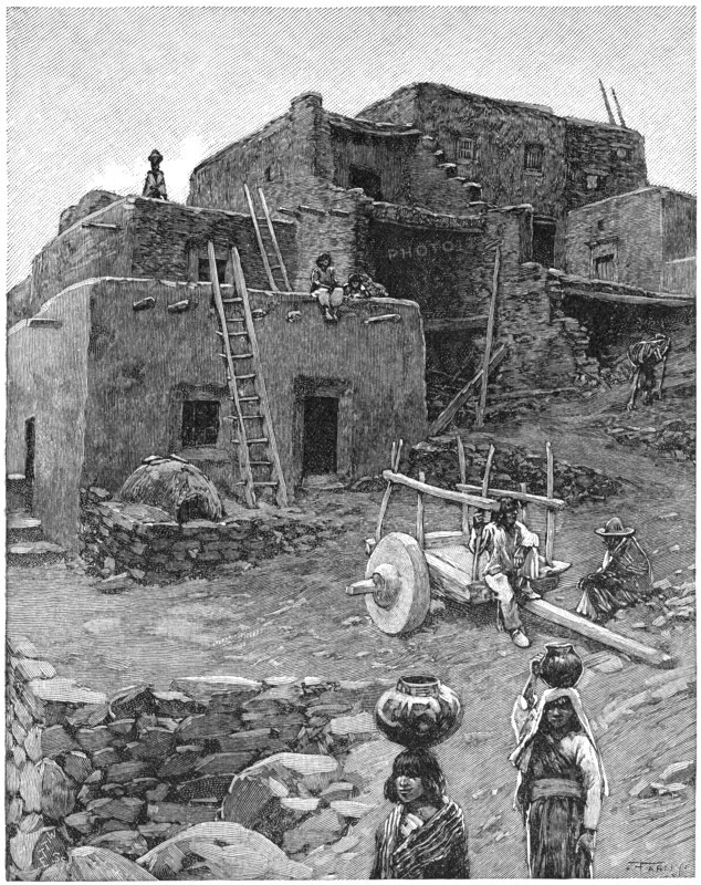 Pueblo of Laguna, Cibola County, New Mexico, USA, Harper's New Monthly Magazine, Illustration, January 1891